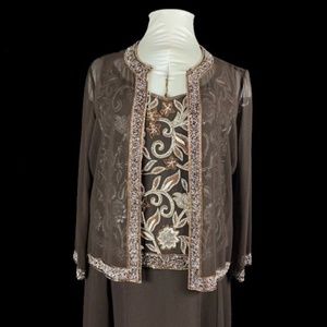 J Kara Beaded 2 Piece Evening Gown